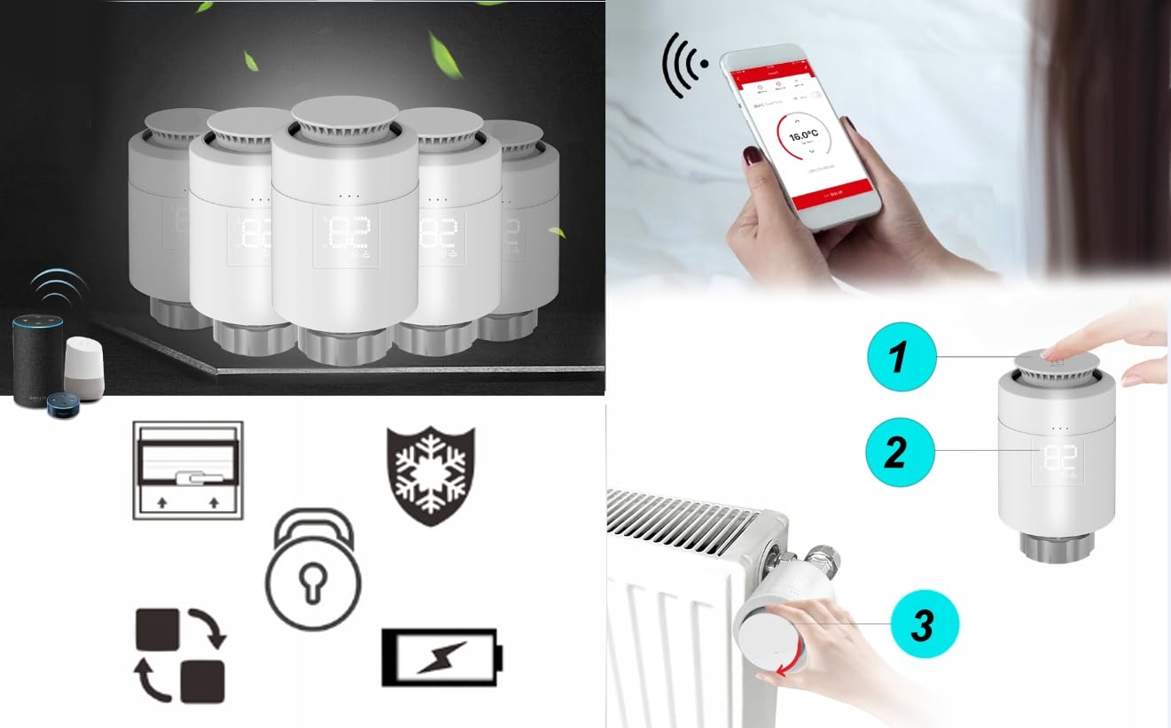 3x Kopf-Thermostat + ZigBee LAN-Gateway TUYA SET3
