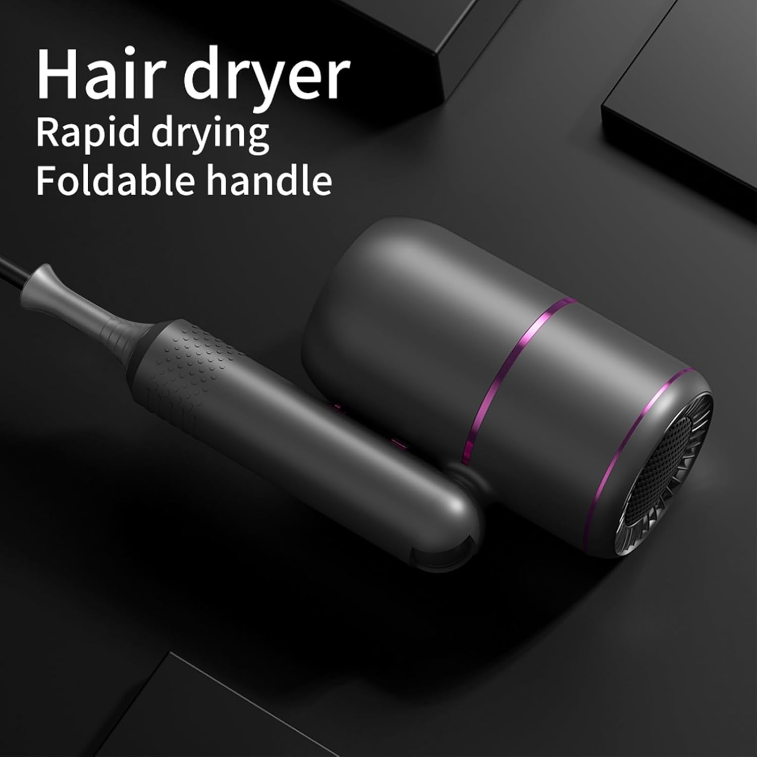 Hairdryer Powerful Blue Light Ion 3 Cold & Hot Air Settings Fast Drying with Diffuser and Concentrator Nozzle Foldable Blowdryer for Home Travel