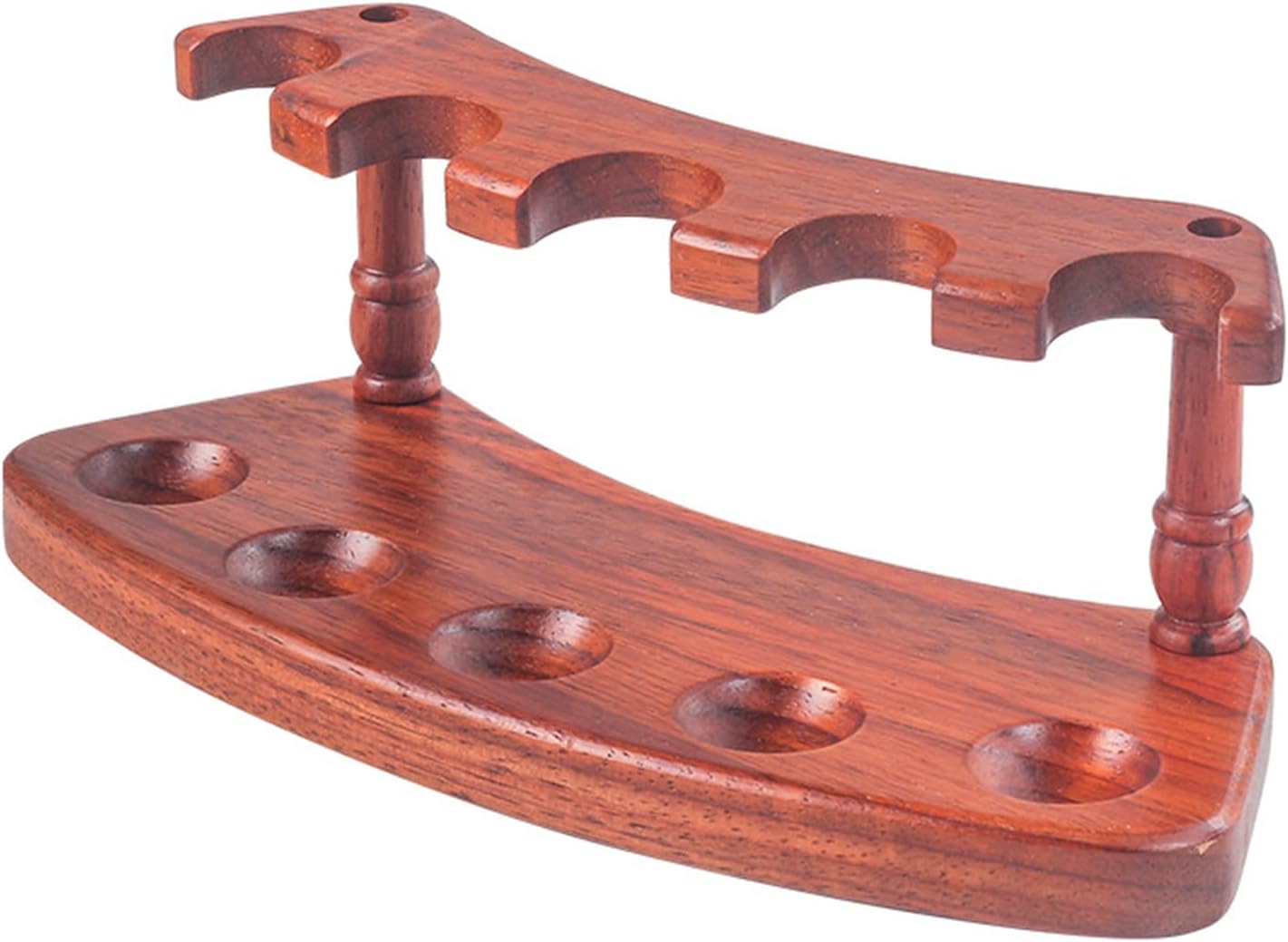 Tobacco Pipe Stand Holder for 5 Smoking Pipes, Wood Pipe Rack Display 5 Slots Design