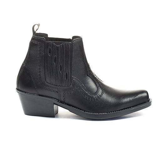 Bota Country Masculina Bico Fino Cano Médio em Couto Legítimo Preto Kapell