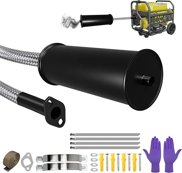 Generator Exhaust Extension Silencer Kit, Generator Muffler Generator Exhaust Hose - Reduce Noise by 40%