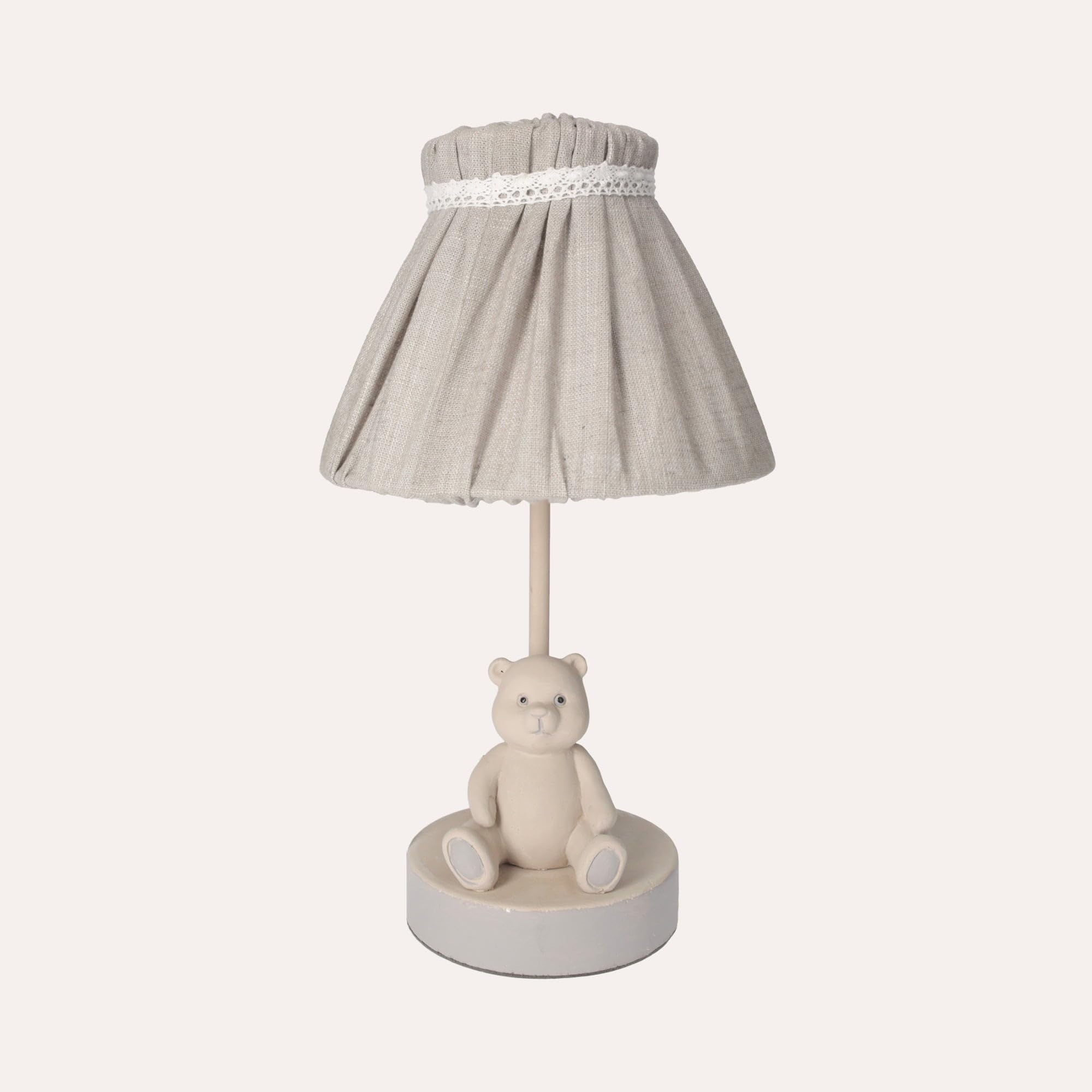 Keyhomestore ?Lampada da Tavolo con Orsetto in Legno Stile Rustico – Abat Jour Comodino Altezza 60 cm con Paralume Beige in Tessuto – Luce Decorativa per Camera da Letto, Salotto o Cameretta
