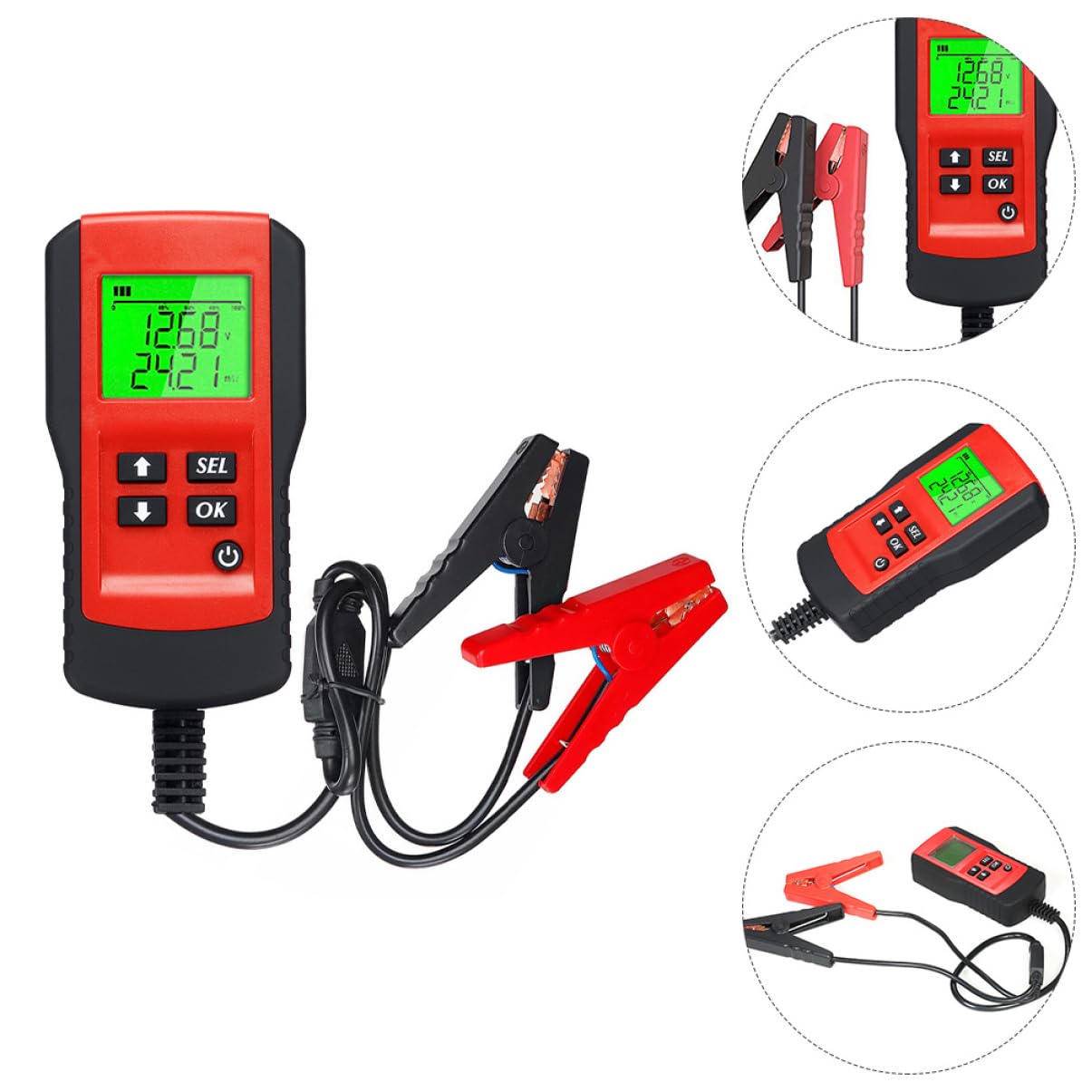 Tester per Batterie Auto 12v Risposta Rapida, Materiale Abs e Rame, Compatibile Batterie da 7 a 15v, Strumento Affidabile per Testare Capacità e Resistenza