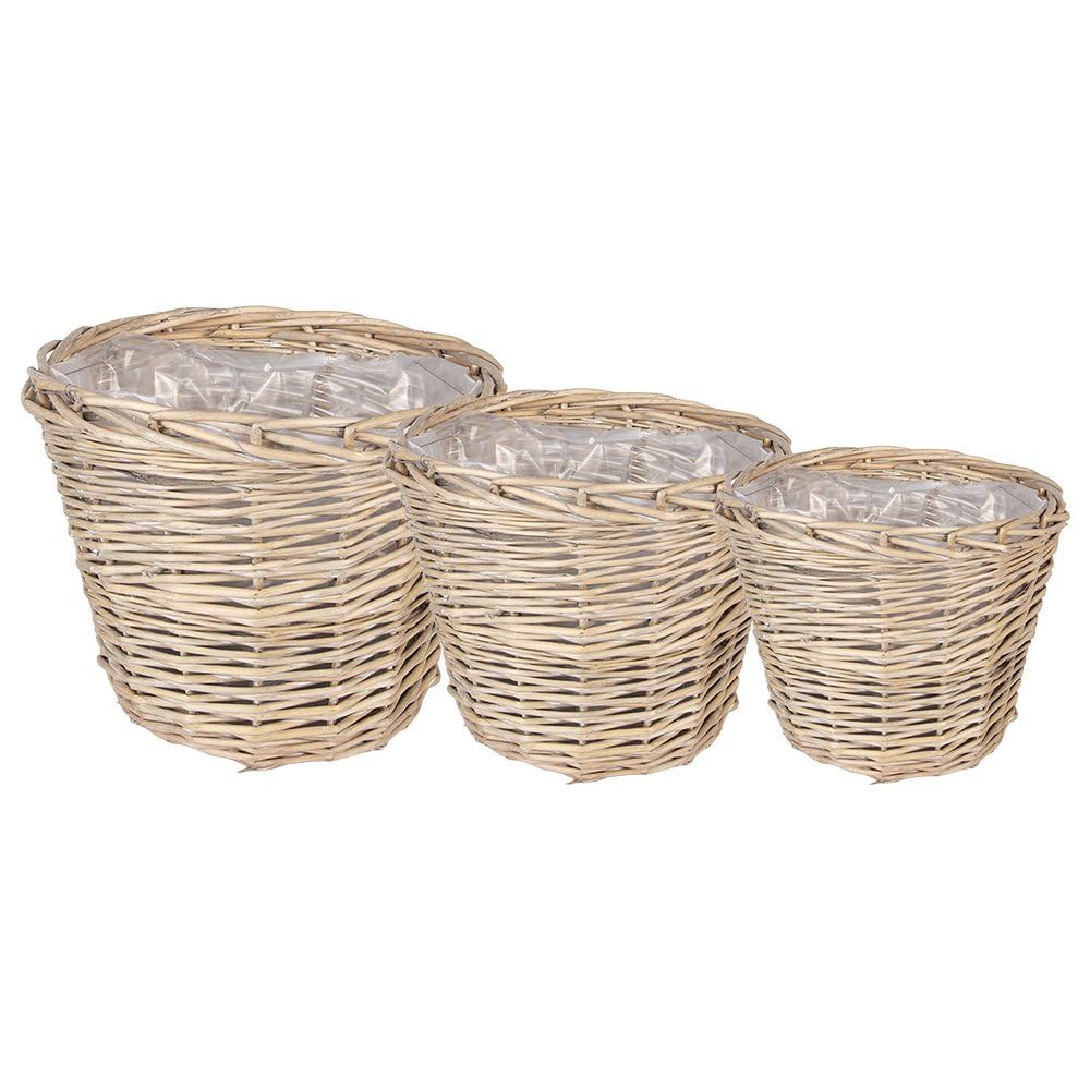 Lot de 3 Cache-pots en Rotin, Décoration Intérieure, Beige, 3 Tailles