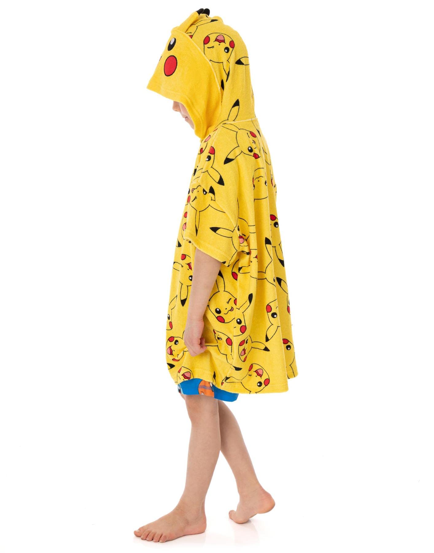 Poncho Asciugamano Pok&eacute;mon Pikachu Per Bambini - Con Cappuccio E Orecchie 3D, Taglie 3-6 E 7-10 Anni
