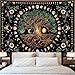 Lifeella Tree of Life Moon Phase Tapestry, Sun and Moon Botanical Wall Art, Mystic Vintage Boho Floral Room Decor for Living Room Bedroom Home, 36x48 inches