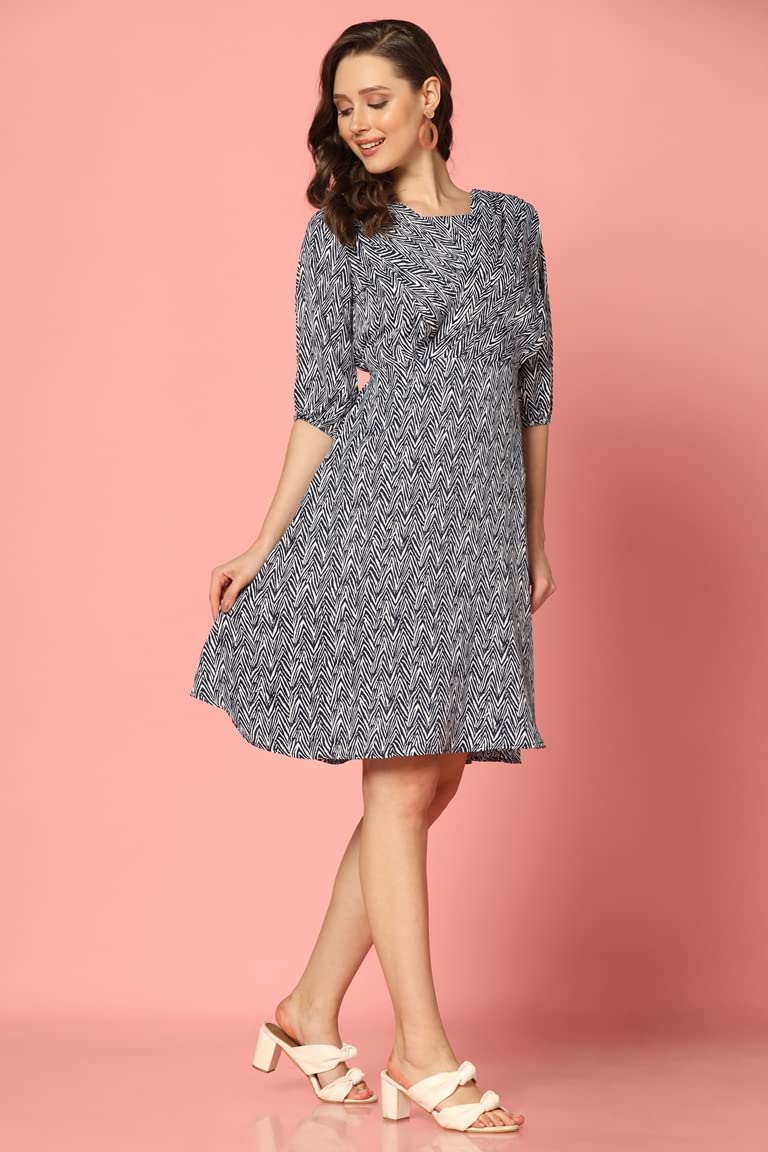 Leriya Fashion One Piece Dress For Women| Midi Dress For Women| Birthday Dress For Women (Small, Blue)