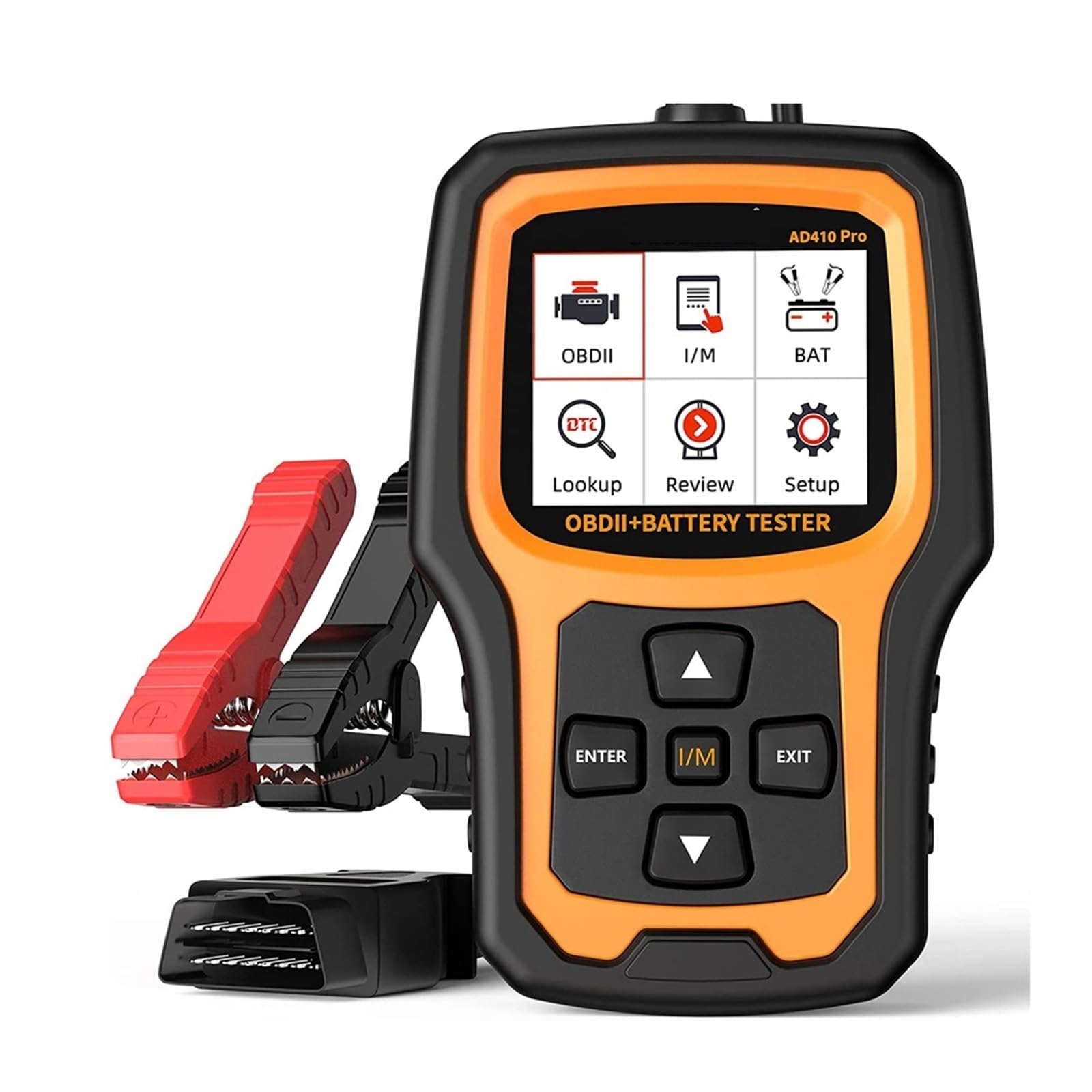 probador de batería, Escáner AD410 con comprobador automático de batería, luz verificación del motor, código arranque, herramienta análisis carga