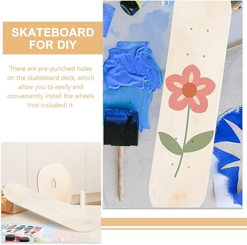 Miniatura 5 de Abaodam UnifinIshed - Tabla de patineta de madera en blanco de 16.9 pulgadas para bricolaje, pintura artística y decoración del hogar