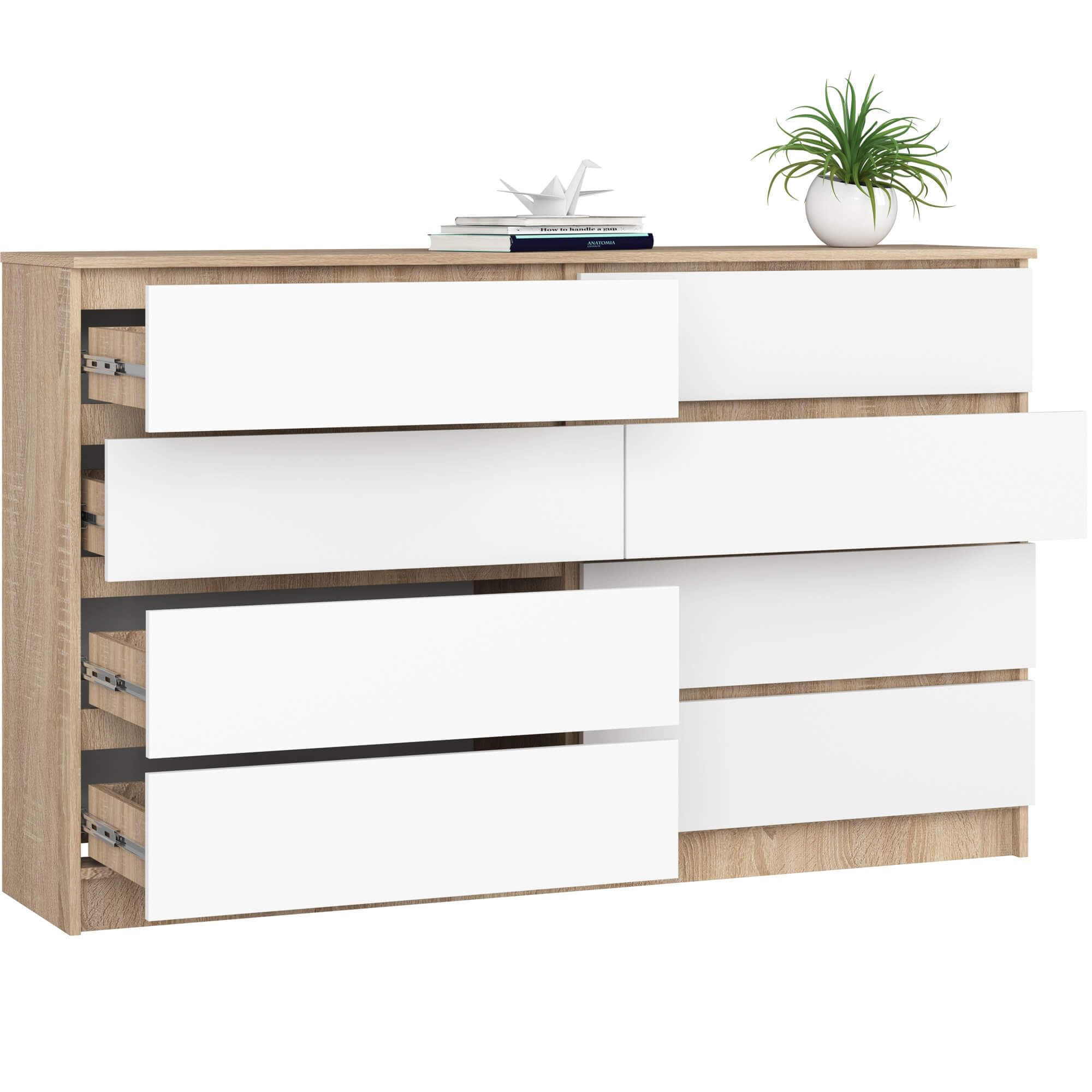 AKORD Cassettiera K140 138 cm, 6 cassetti, Rovere Sonoma