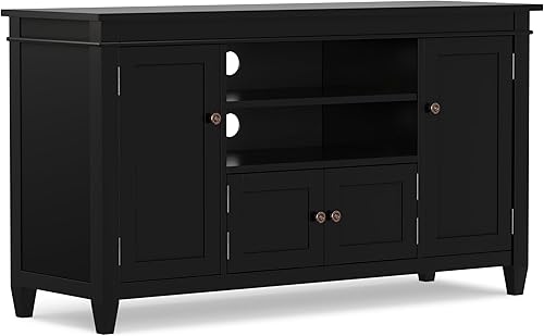 Miniatura 12 de SIMPLIHOME Carlton - Soporte de TV de transición de madera maciza de 54 pulgadas de ancho, color marrón tabaco oscuro, para televisores de hasta 60