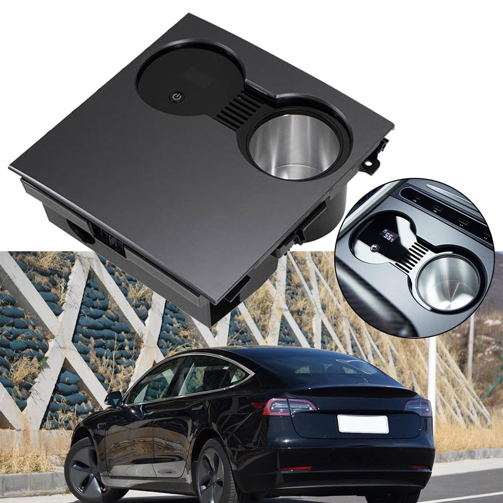 Porte-gobelet de voiture avec contrôle intelligent de la température, prise en main stable, matériau robuste, convient pour Tesla pour Model 3