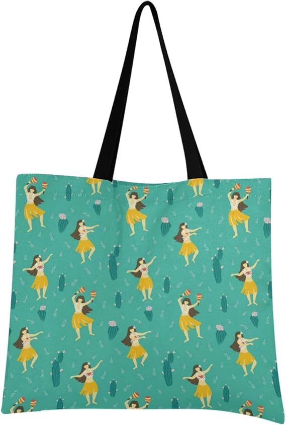 Amazon エコバッグ 折りたたみ 人気 大容量 コンビニ 買い物袋 コンパクト おしゃれ ショッピングバッグ 軽量 大きめ 買い物バッグ レジ袋 サボテン ダンス 踊り おどり フラダンス トートバック キャンバス 帆布 女の子 レディース トートバッグ