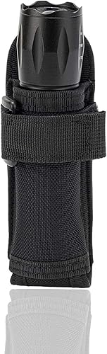 Soporte para linterna, funda de nailon con clip de cinturón táctico con parte superior abierta, con clip de cinturón táctico con mosquetón de 360