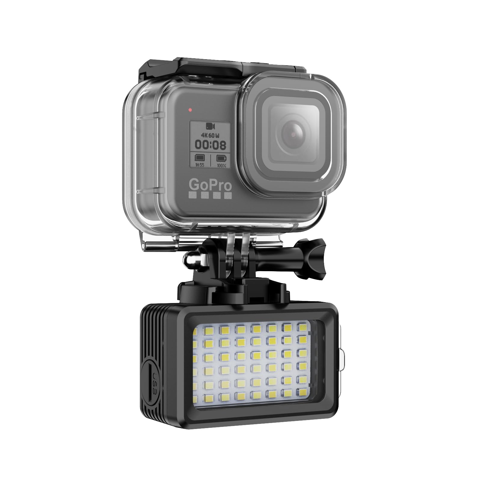 Sea frogs Lampe de plongée étanche 48 LED haute puissance 40 m compatible avec GoPro Hero 12/11/10/9 (SL-104-GO KIT)