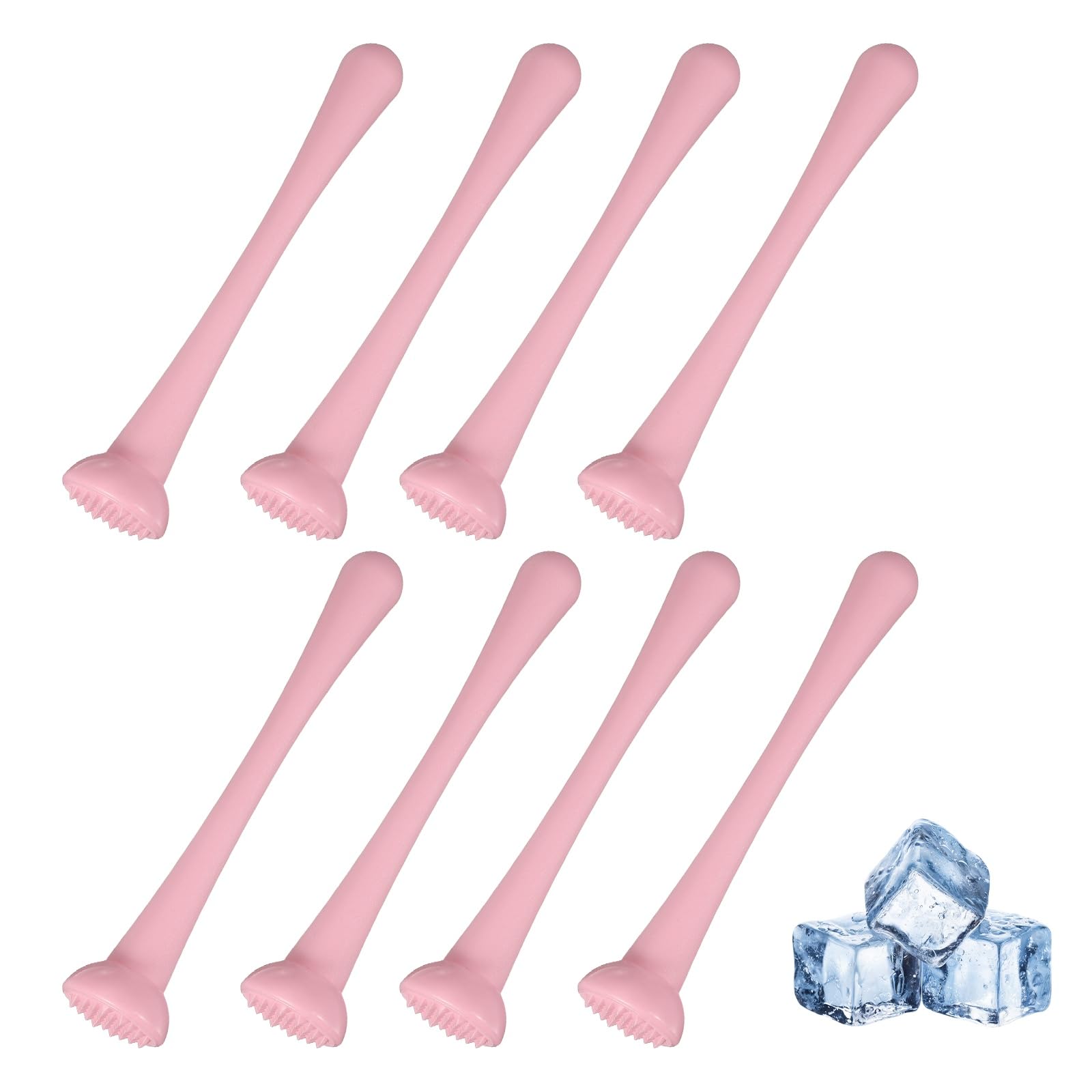 sourcing map 8 Pcs Cocktail Muddler, 8 Inch PP Drink Muddler Bar Accessories Tools Ice Crusher for Home Party Cocktail Fruit Drinks, Pink (Thin)