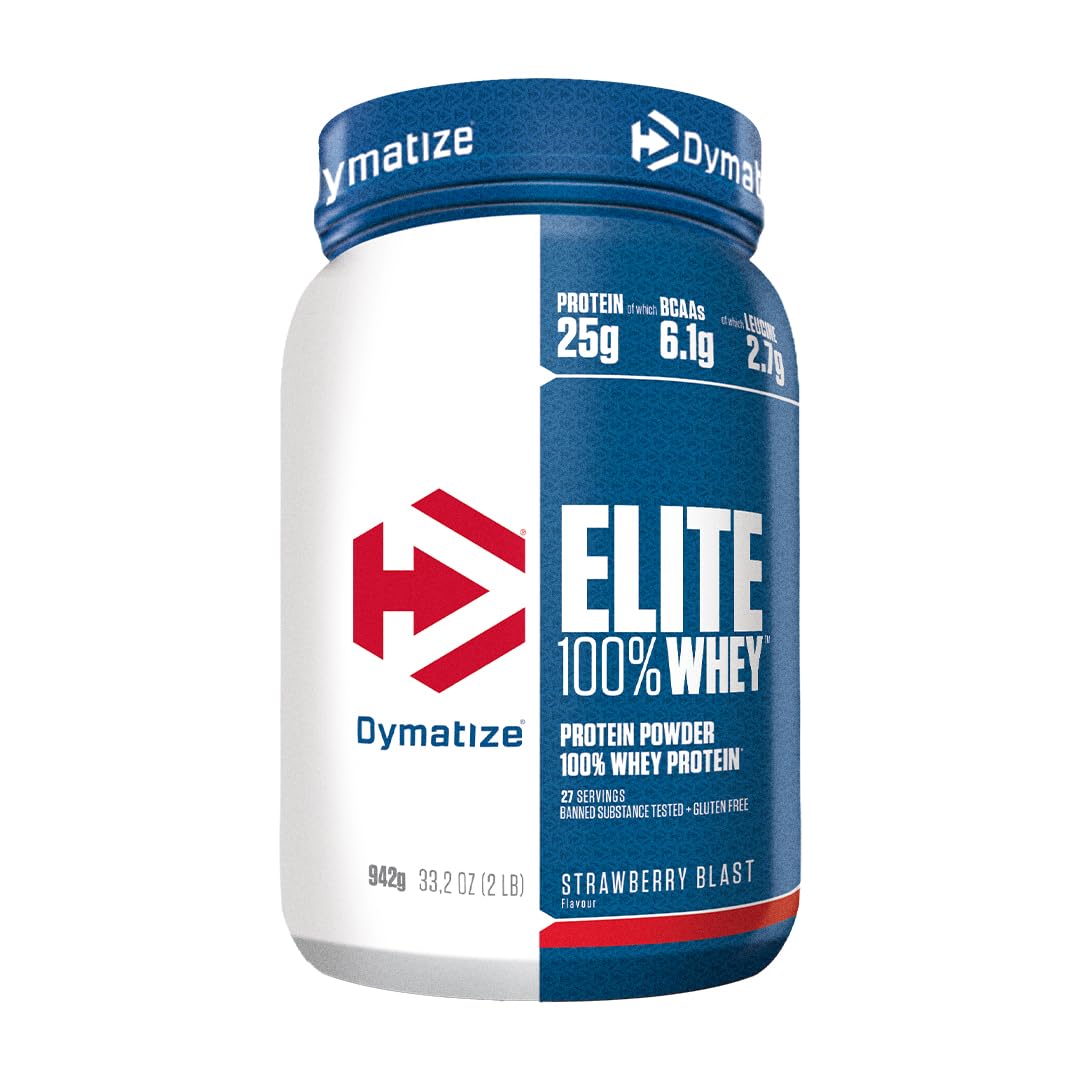 Elite 100% Whey Strawberry Blast 942g - High Protein Low Sugar Powder + Whey Protein and BCAAs