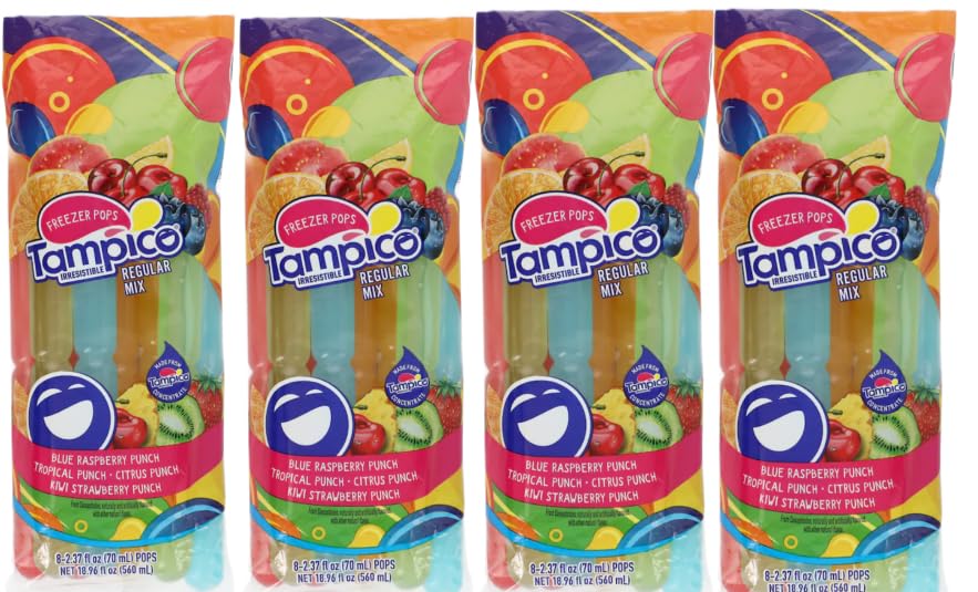 Destined Finds Freezer Pops, Regular Mix, Blue Raspberry, Tropical, Citrus & Strawberry Punch Flavors, 6-2.37 fl oz Pops
