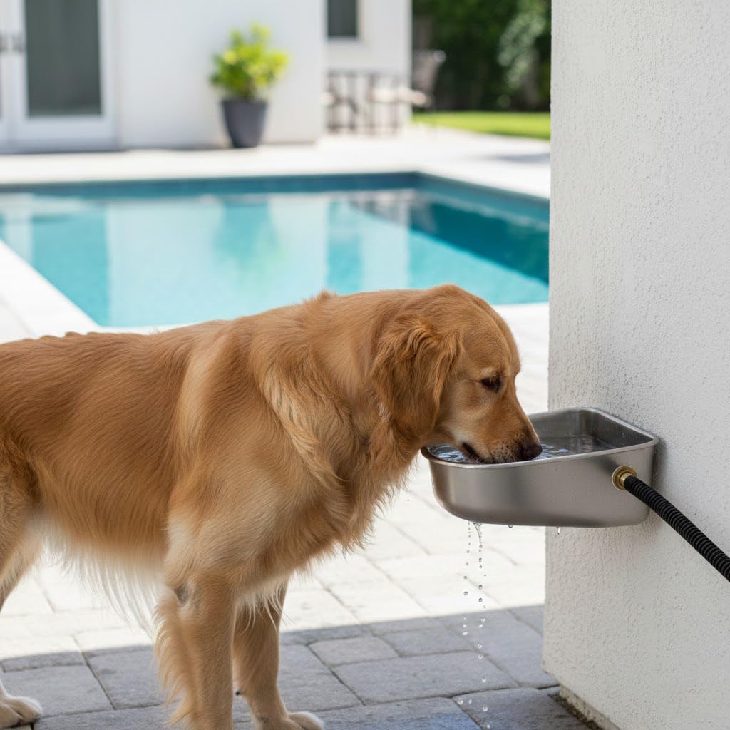 Bebedero Perro Automatico | Bebedero para Perro Grande | Bebedor de Agua para Perros 20x24x10cm | Bebederos Perros Acero Inoxidable Pared | Dispensador de Agua Pared Automatico para Ganado Oveja Gato