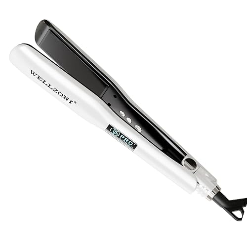 Flat Iron Hair Straightener - 1.4' Wide Plate, 15s Fast Heating with 37 Temp Settings 122-450°F, Dual Voltage Ionic Cera