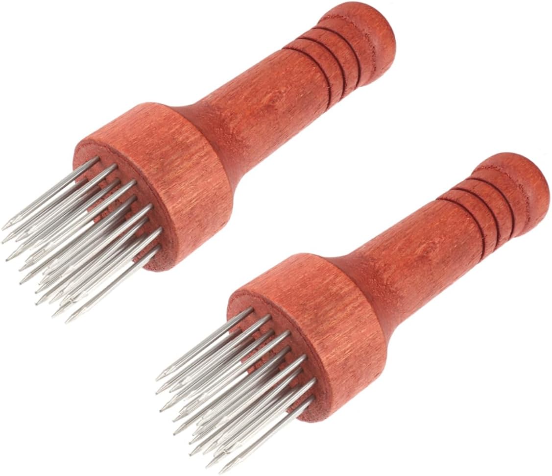LIFKOME 2pcs Stainless Steel Spikes Meat Tenderizer Handle Steak Tenderizing Tool