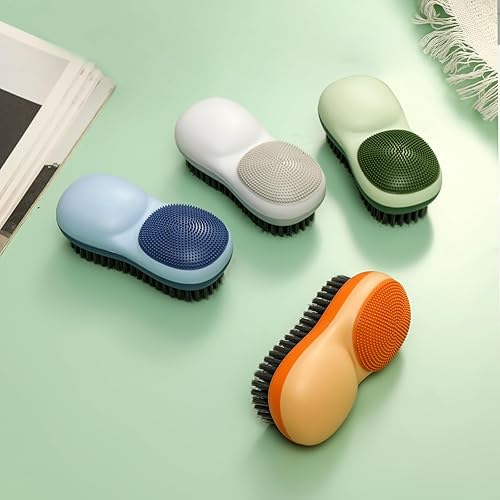 Miniatura 6 de Cepillo de limpieza para manchas de lavandería, cepillo de limpieza de dos lados para el hogar, cepillo de cerdas suaves de silicona, cepillo de