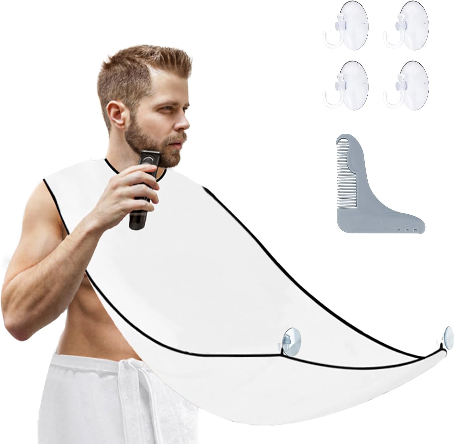 Beard Trimmer Catcher, JT JUSTIME Beard Shaving Apron Bib Moustache