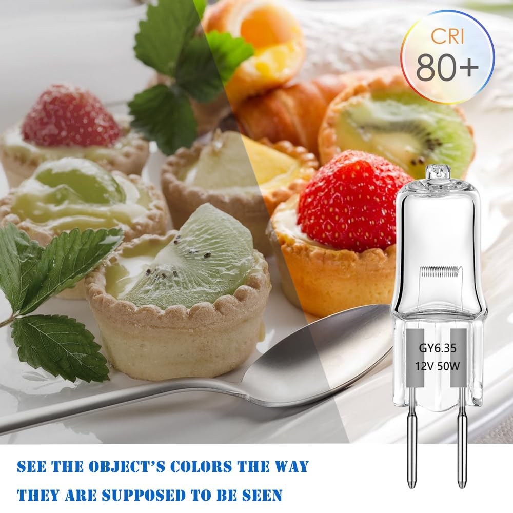 VINBE 50W GY6.35 Halogen Light Bulb, T3, Bi-Pin Bulb for Under Cabinet Lights Landscape Lights, Wall Sconces, Track Lighting - Image 4