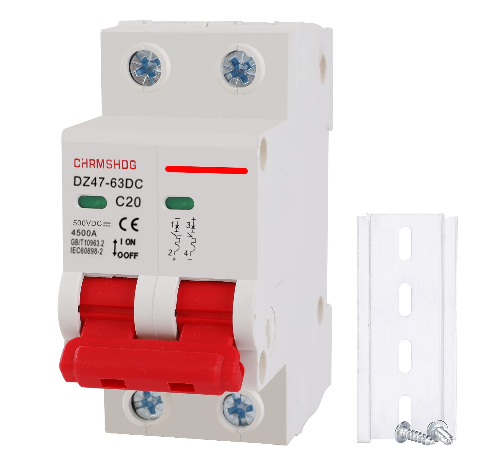 Buy ZTTXL DC Miniature Circuit Breaker, 2 Pole 500V 20 Amp Isolator for Solar PV System, Thermal