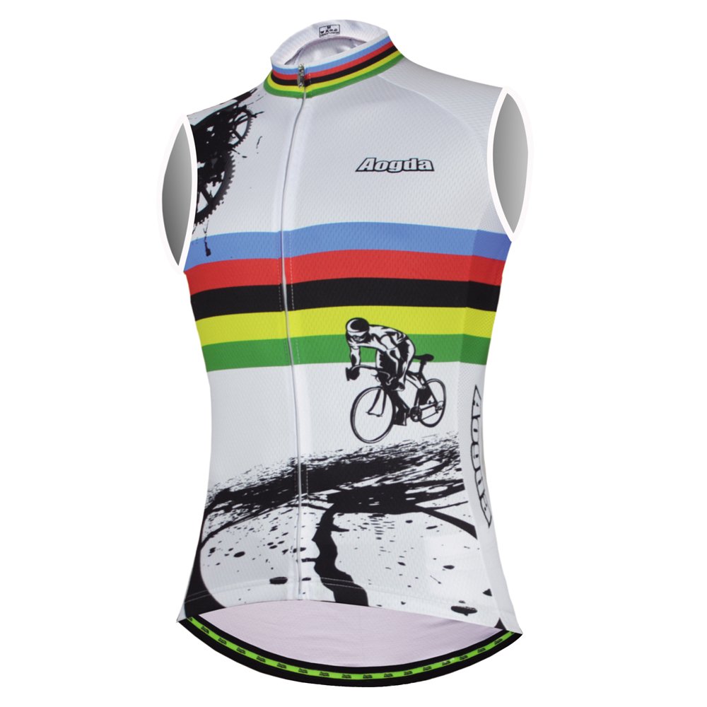 Aogda Team Cycling Jerseys Summer Biking Bike Sleeveless Shirts (A, XX-Large)