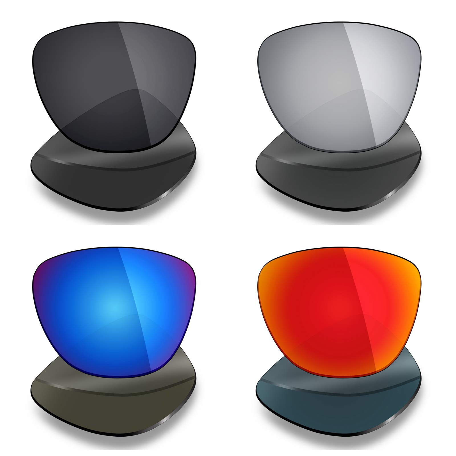 Mryok 4 Pair Polarized Replacement Lenses for Oakley MoonLighter Sunglass - Stealth Black/Fire Red/Ice Blue/Silver Titanium