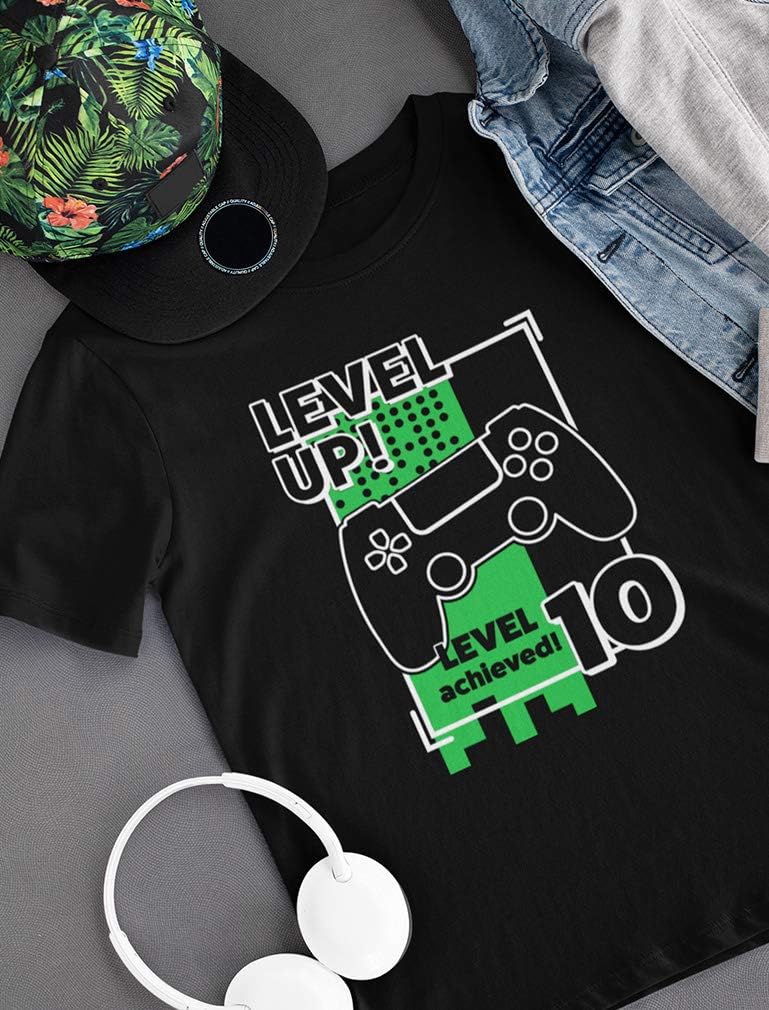 Tstars Gamer Birthday Shirt Level Up Video Game 10th Birthday Youth Kids T-Shirt