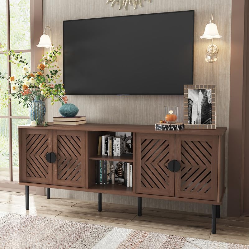 Image of ARTPOWER 55 inch TV Stands, Entertainment Center with Storage, Brown