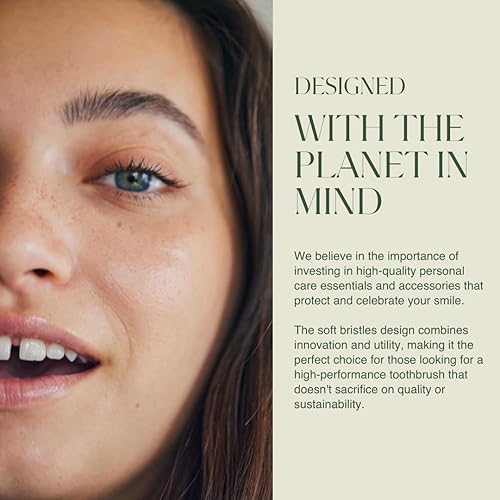 Miniatura 6 de Plus Ultra Cepillo de dientes de bambú - Cepillo de dientes de cerdas suaves sin BPA para adultos - Logotipo de cepillo de dientes totalmente