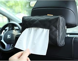 KISS KITTY Car Tissue Holder, Leather Premium Car Tissue Box For Backseat And Car Visor (Black)