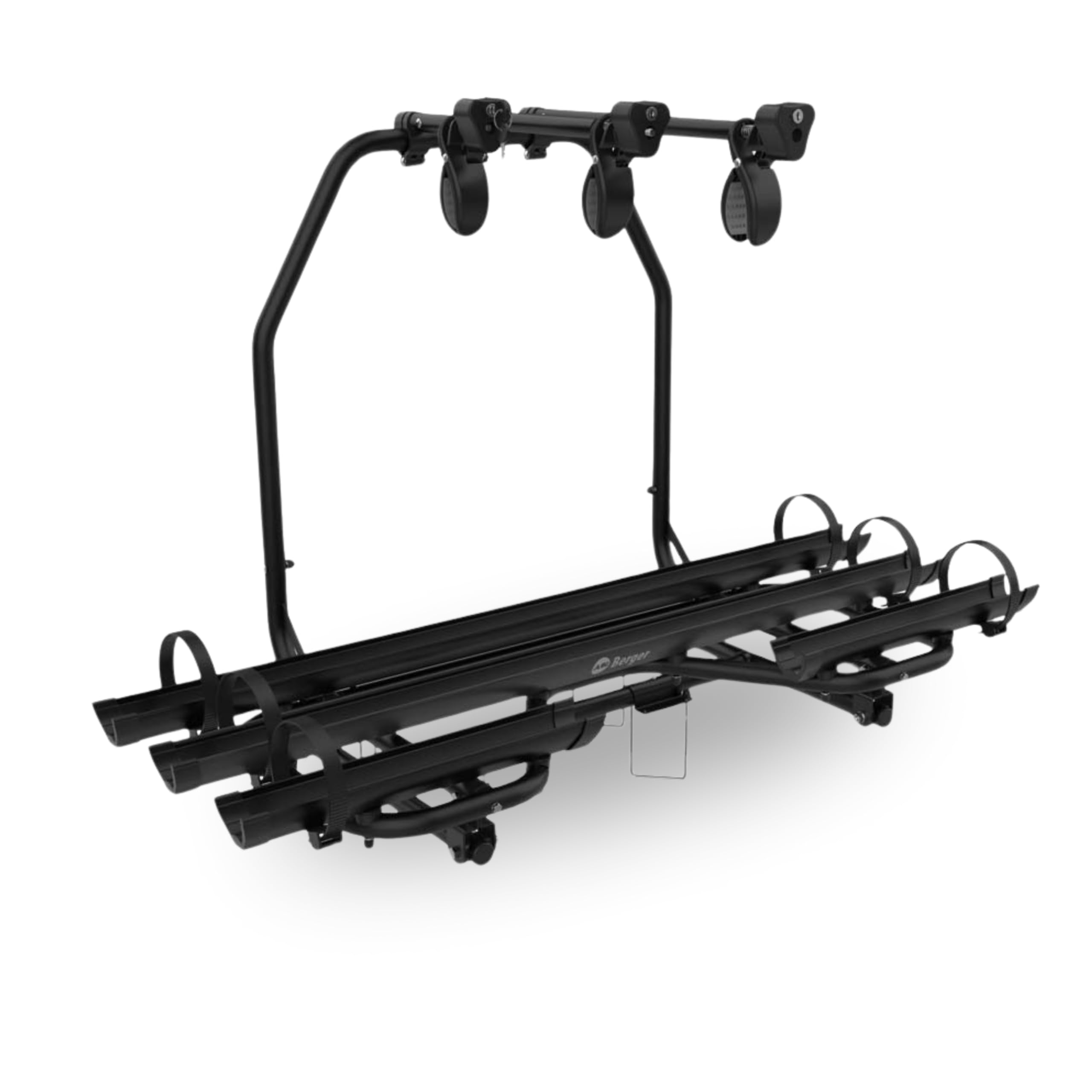 fahrradständer deichsel wohnwagen BERGER Fahrradträger | Premium 3XL Deichsel Fahrradträger für 3 Fahrräder bis 60kg Tragkraft | komplett abklappbar für einfachen Zugang zu Wohnwagenöffnungen Helmpflicht auf dem Fahrrad U-RACK SIZE:XX-Large