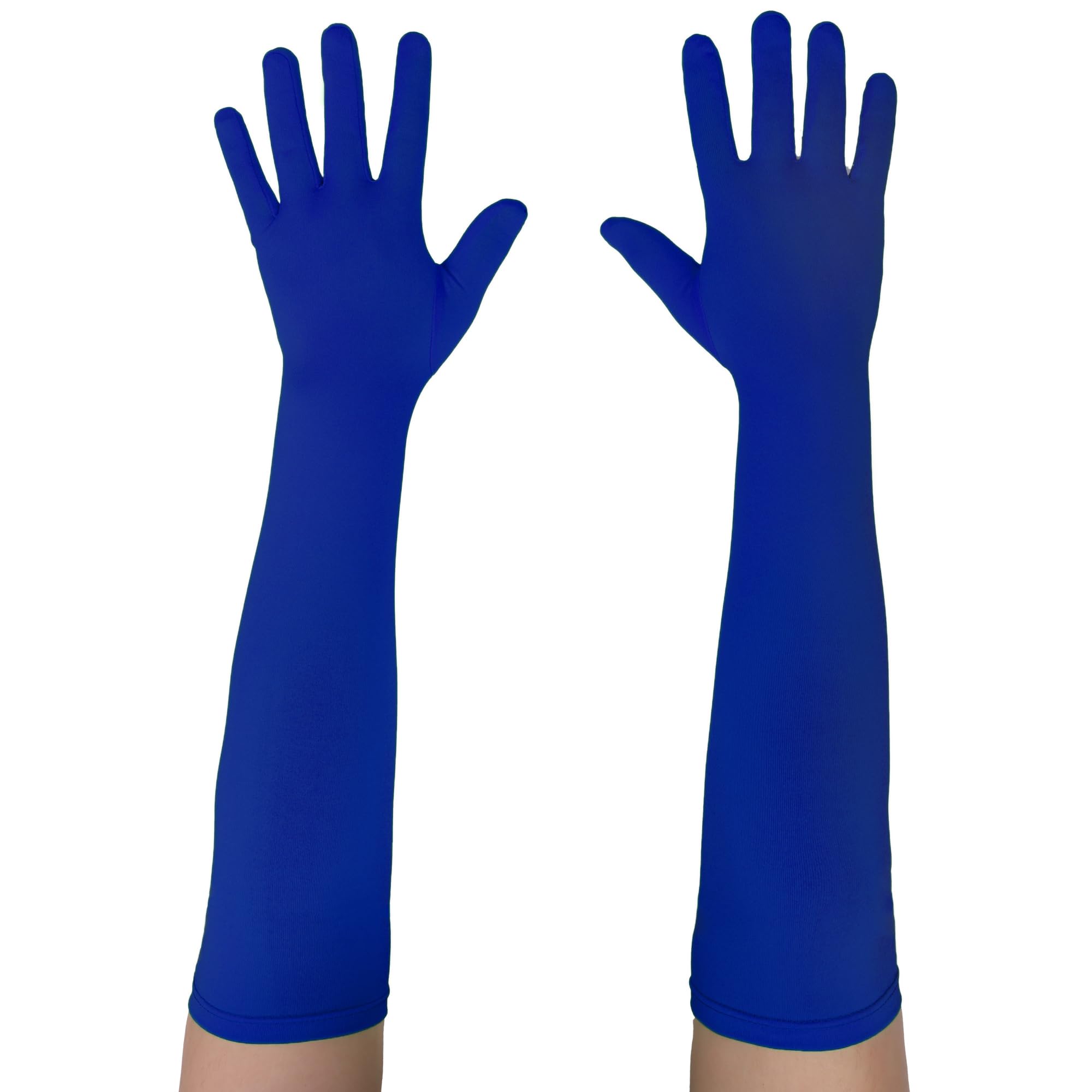 Seeksmile Long Gloves Unisex Adult 18" Length Spandex Stretchy Cosplay Costume Gloves, blue, One Size