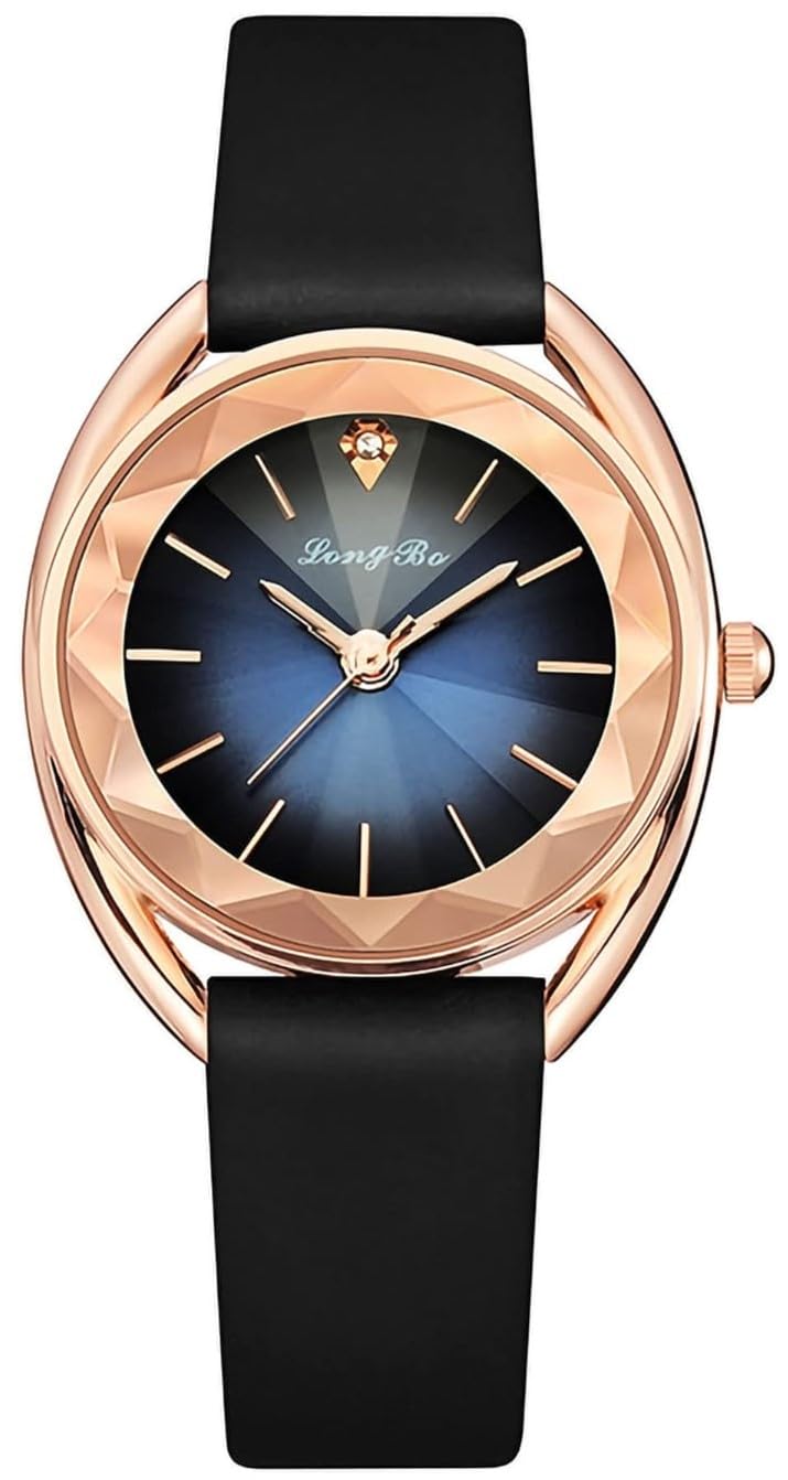 LONGBO Womens Watches PU Leather Strap Simple Design Stylish Analog Watch Scratch Resistant Waterproof Watch for Girls and Womens | Birthday Anniversary Gift for Wife (Rose Gold Case and Black Band) (B0BY542Z8T) Amazon Price History, Amazon Price Tracker