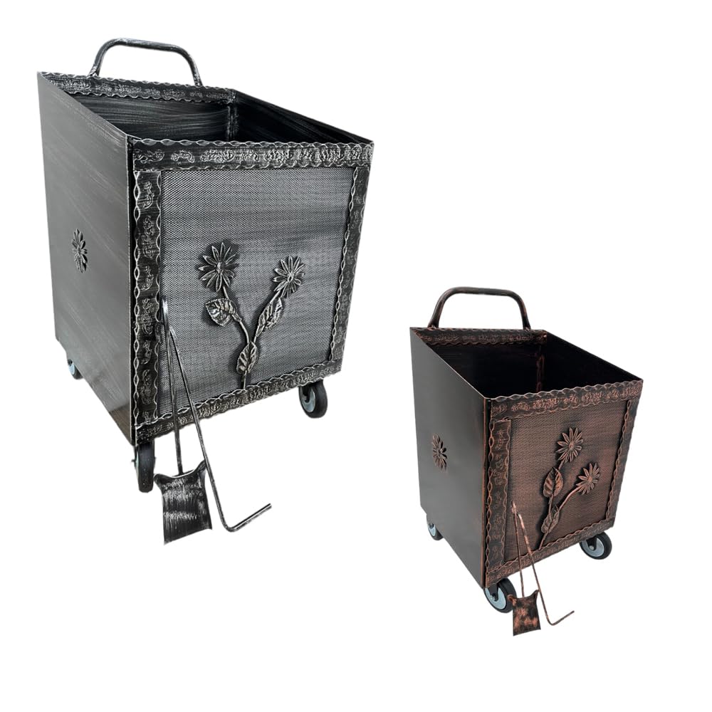 Carrello Portalegna Angelo Pegoraro Con Ruote - Decoro Margherita, Spazzolato Rame, Capacità 100 Kg - Foto 8