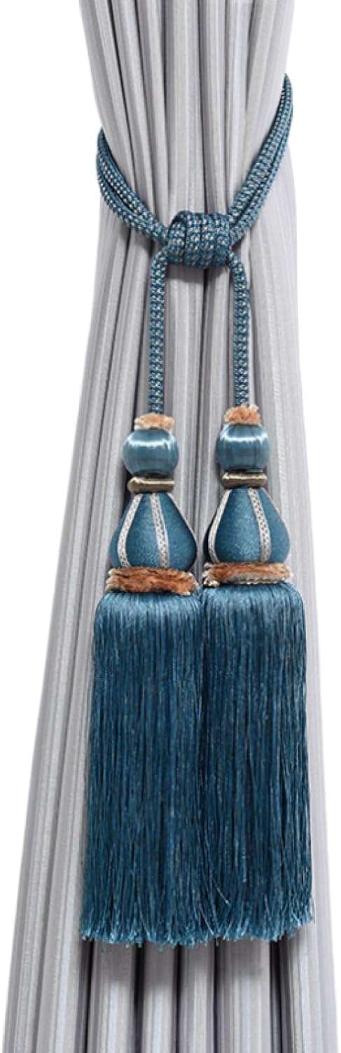 Curtain Ties 2 Pieces of Hanging Tassel Tassel Ball Strap Curtain Buckle Curtain Tie Rope Tie Gray (Dark Blue)