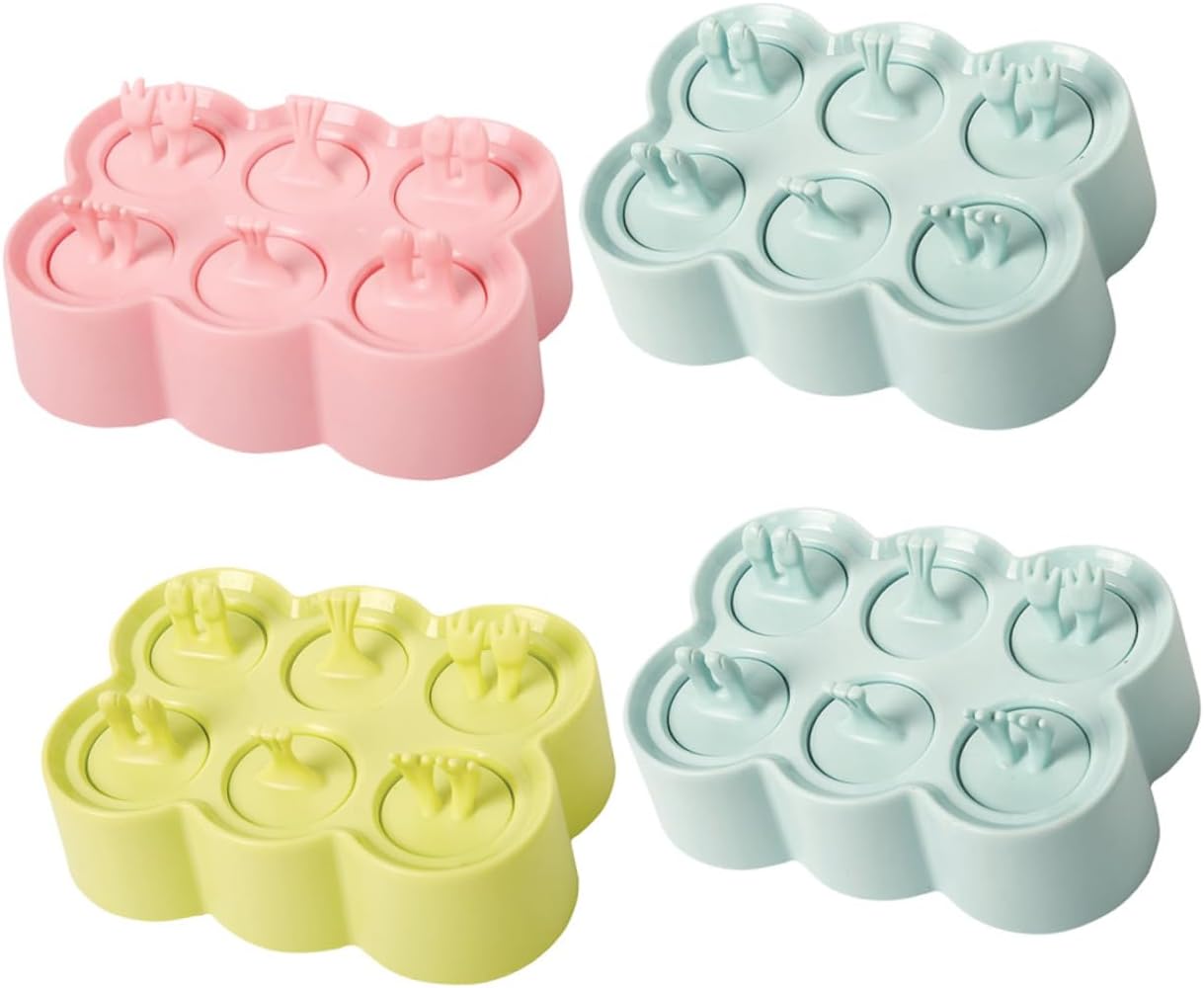 4sets Diy Silicone Popsicle Molds Animal Shape Ice Cream Makers Reusable Ice Stick Molds Treats with Fruit Juice
