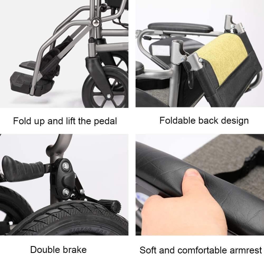 Carrozzina elettrica Leggera per Adulti, ausilio alla Mobilità Pieghevole, capacità di carico 100 kg, Peso 25 kg, con Doppio Controllo, Joystick Intelligente