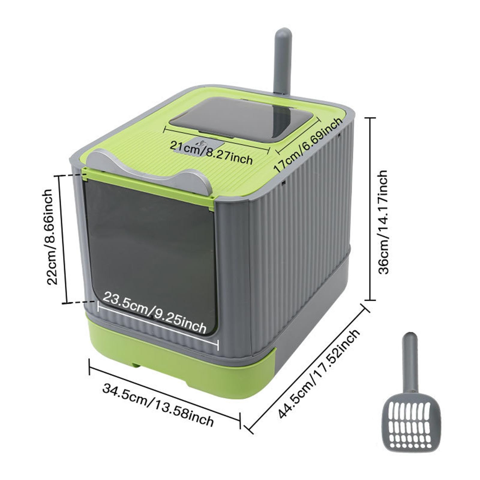 Arenero Plegable Cerrado para Gatos, Grande, con Entrada, Portátil, 17.5x13.5x14 Pulgadas, con Cajón Extraíble Y Tapa, Verde