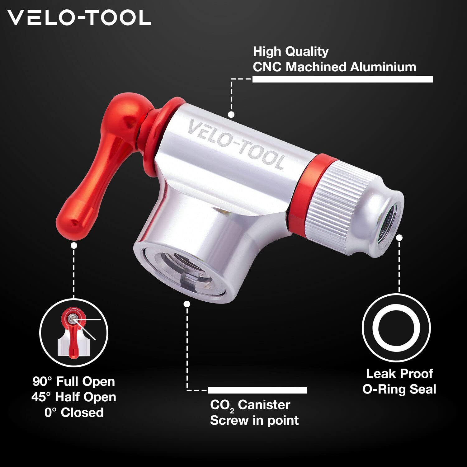 Pompa CO2 VELO-TOOL™ Argento - Gonfiatore Premium Per MTB, Strada E Gravia - Edizione Speciale