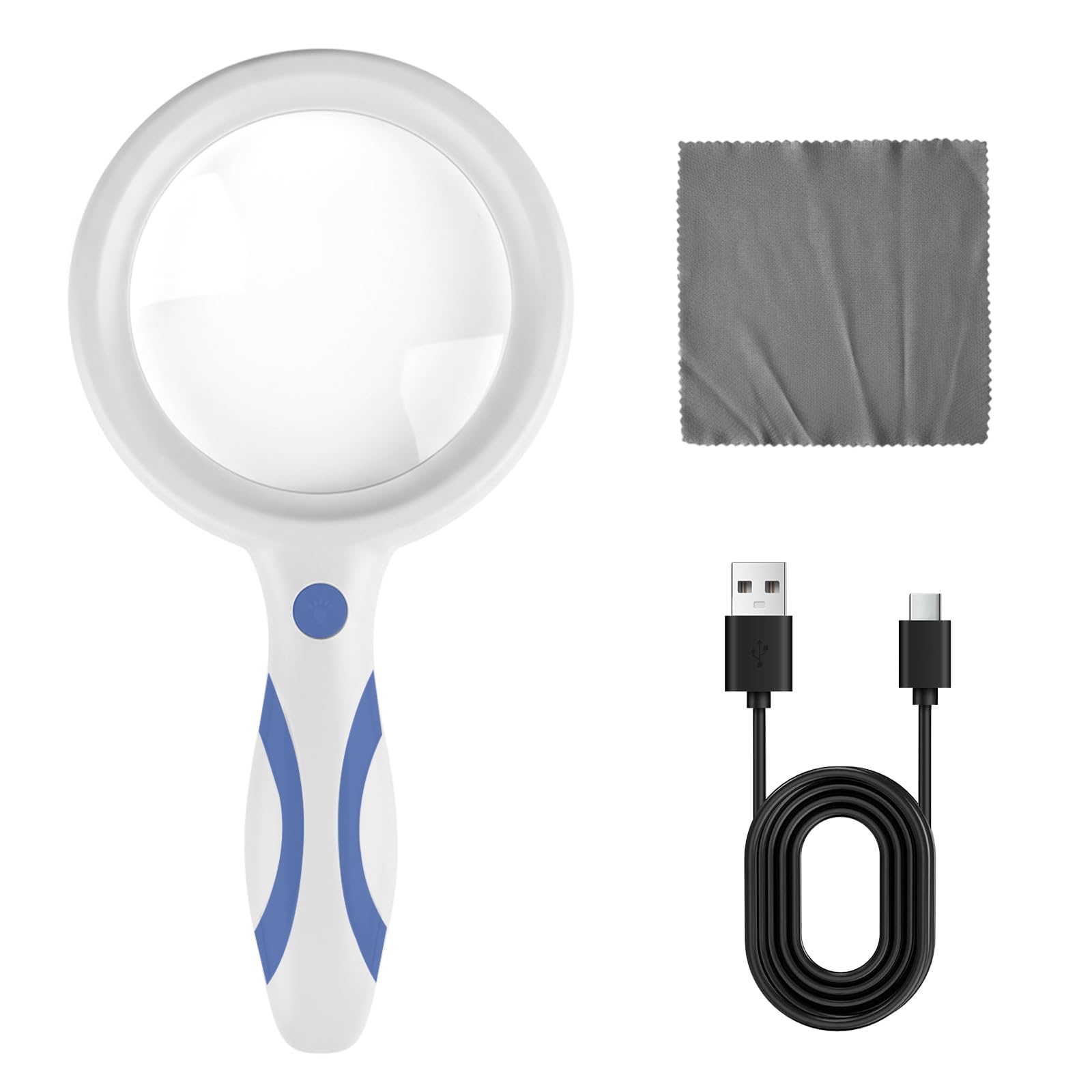 Large Magnifying Glass with 33 LED Light, LED Magnifying Glass Lens, 2X 13X Handheld Illuminated Lighted Magnifier for Seniors Reading, Inspection, Coins, Exploring Close Work (White & Blue) - Image 2