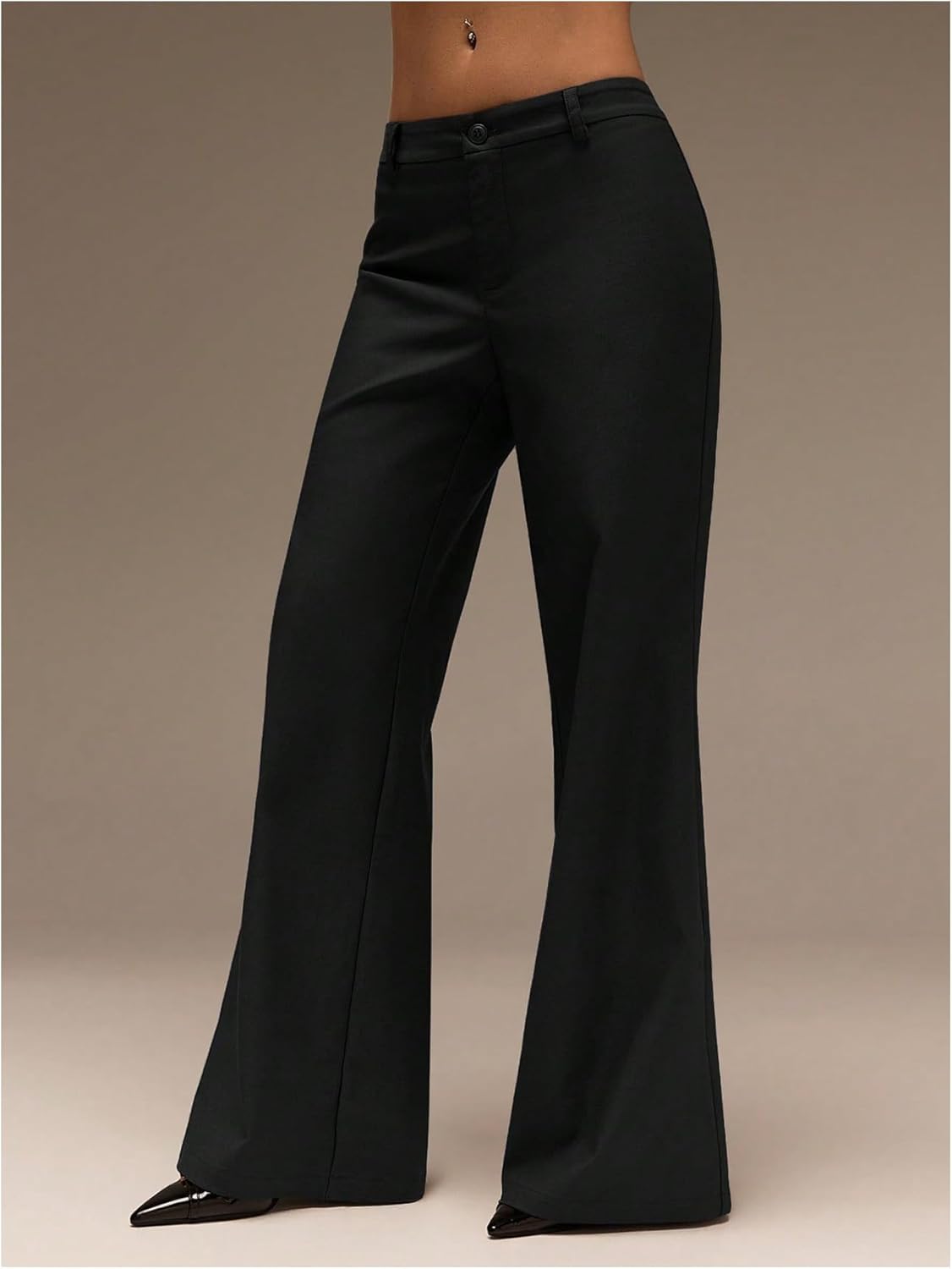 Floerns Women's Dressy Casual Low Rise Suit Work Pants Bell Bottom Business Casual Office Flare Trousers - Image 2