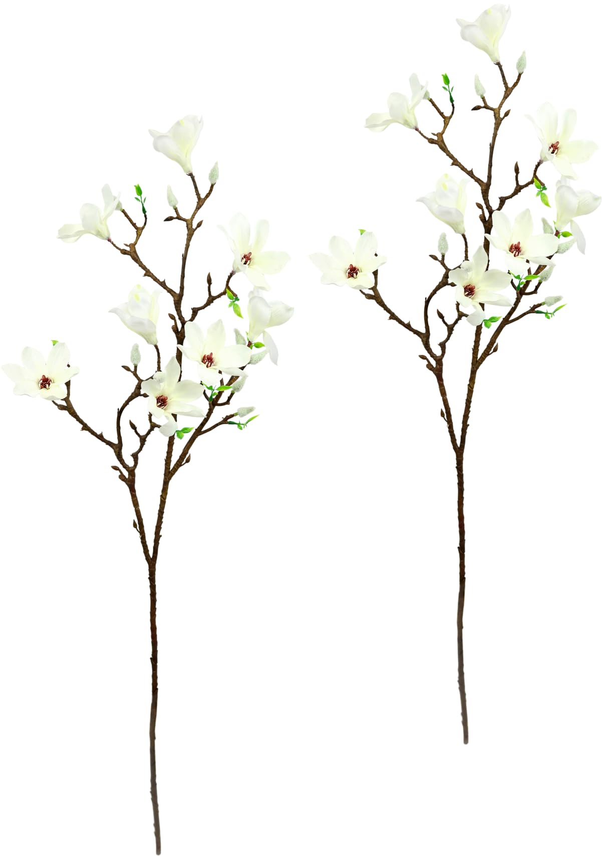 Gałązka magnolii, sztuczny kwiat, magnolia, wiązka sztucznych roślin, gałąź, dekoracja pokoju, delikatna wiosenna dekoracja, gałąź, pojedyncze kwiaty, pąki, kwiaty, bukiet ślubny, jedwabne kwiaty,