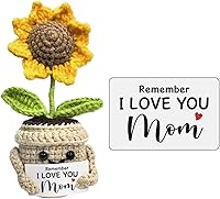 Handmade Crochet Sunflower 'Remember I Love You MOM' - Cute Mini Birthday & Mother's Day Gift for Mom from Daughter Son