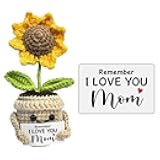 Mini Birthday Gifts for Mom, Mom Gifts from Daughters Remember I Love You MOM, Handmade Crochet Cute Small Sunflower Gifts, Gift for Mom from Daughter, Son, Mothers Day for Mom