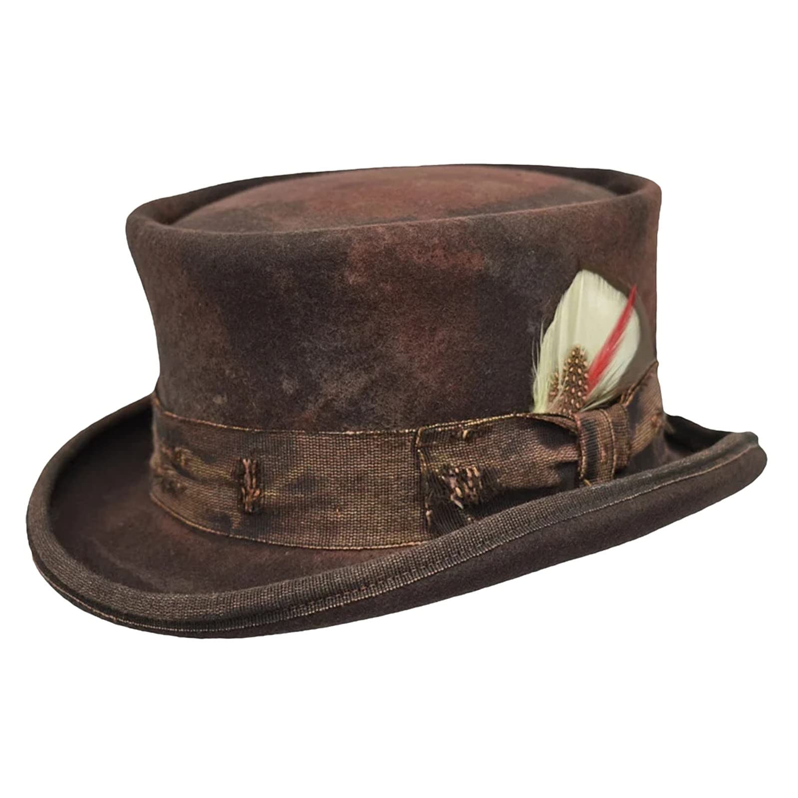 SRTUMEYFedora Hat Wool Hat Women Men Unisex Hat Steam Punk Hat Top Hat Wool Felt Porkpie Pork Pie Fedora Hats with Feather Promotion Sales
